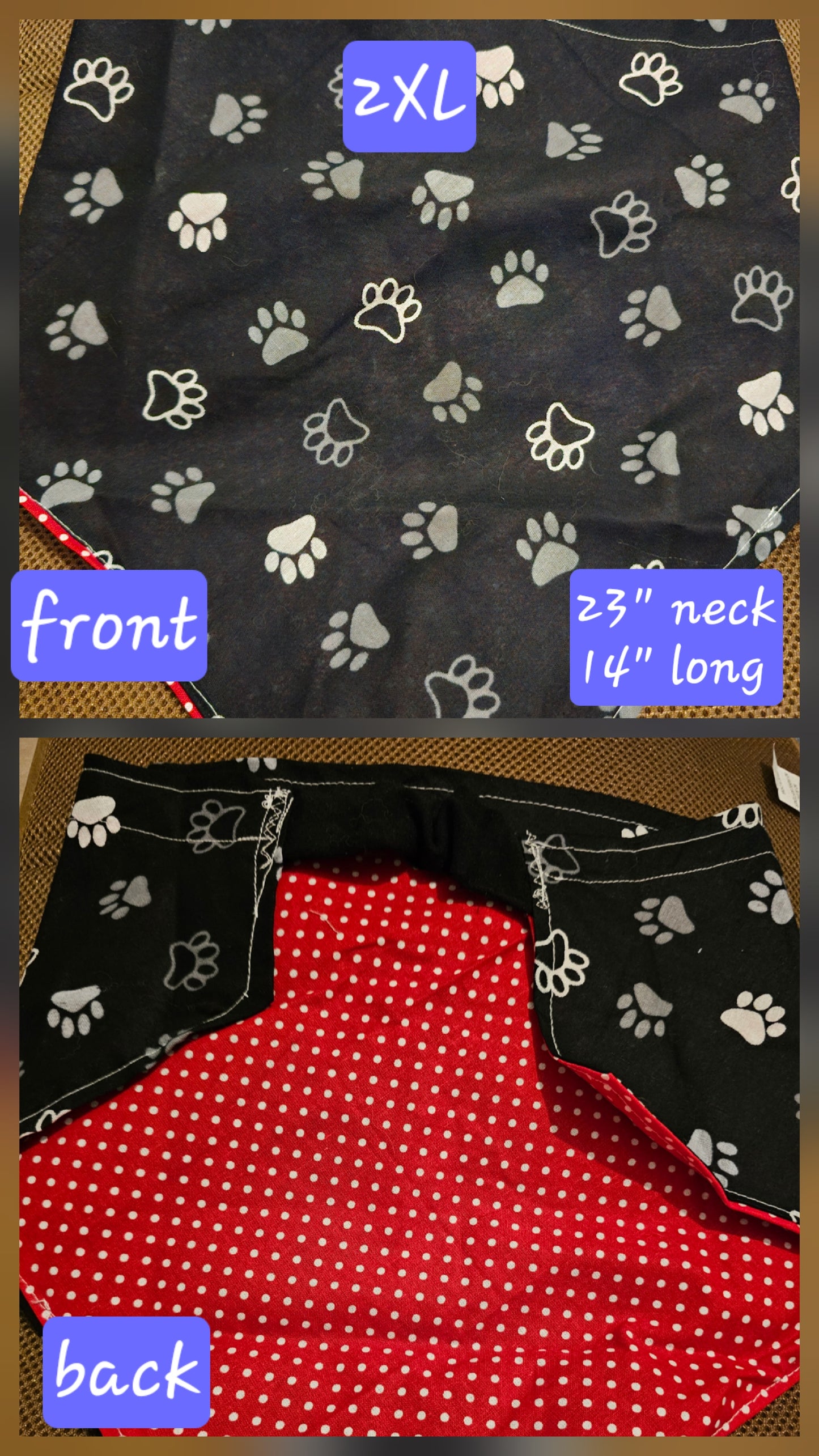 2XL Reversible Dog Bandanas