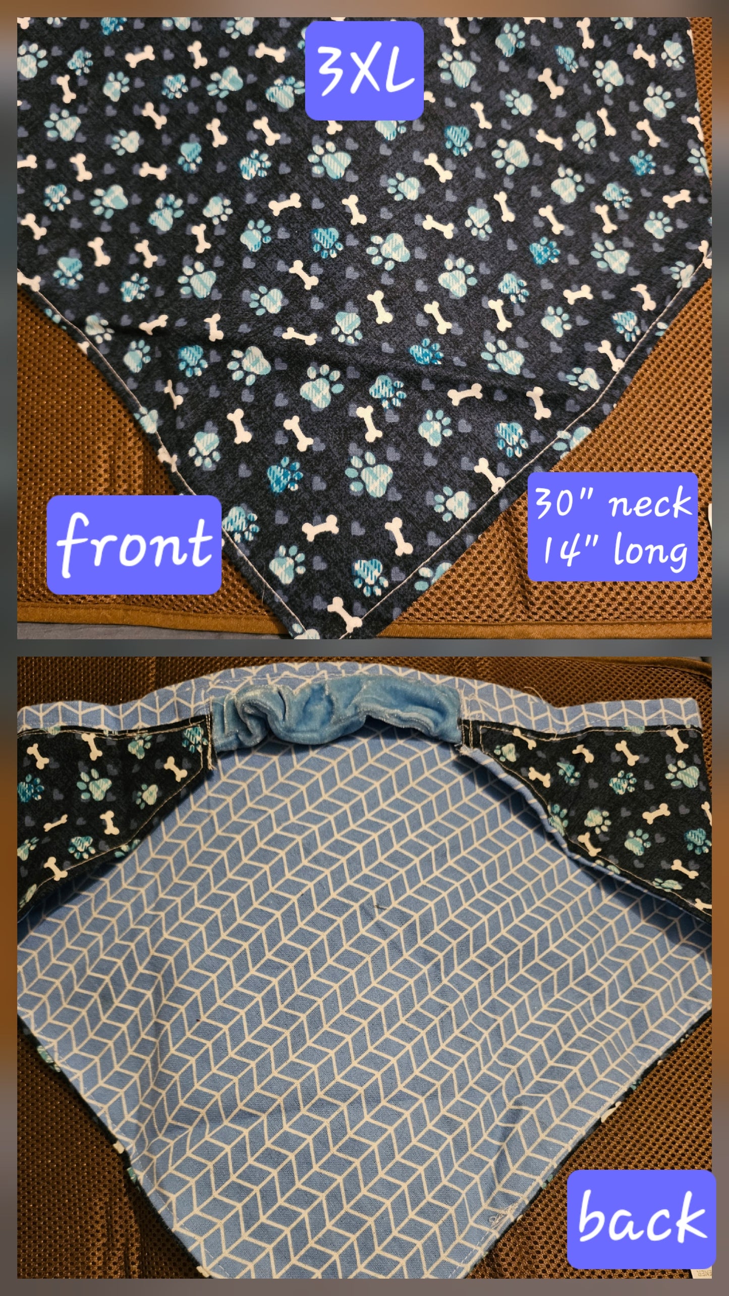 3XL Reversible Dog Bandanas