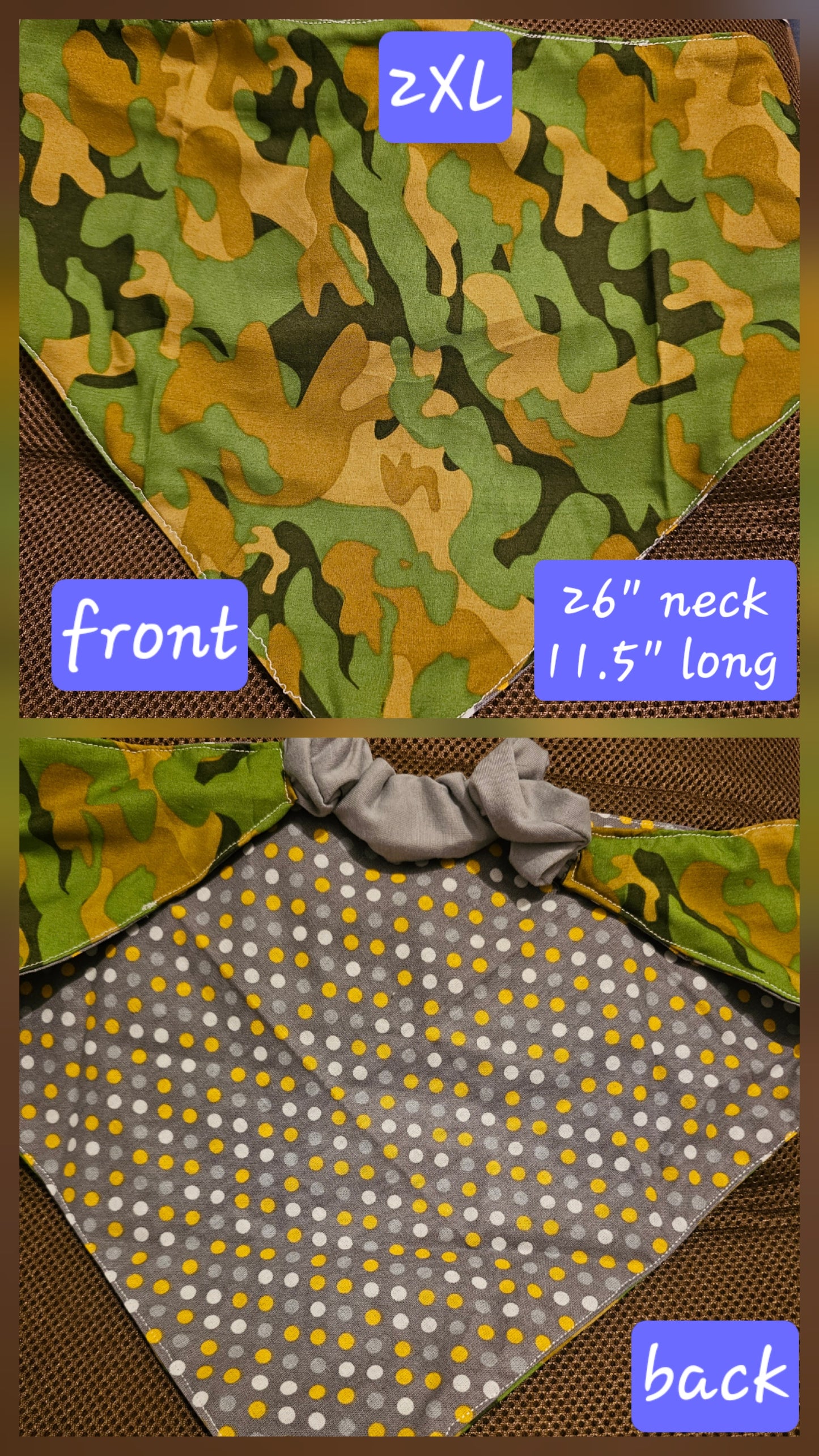 2XL Reversible Dog Bandanas